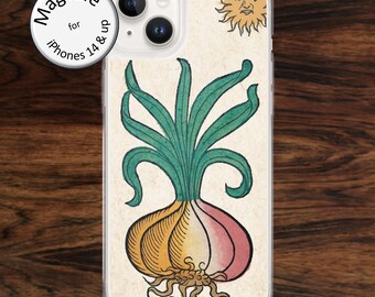 MagSafe: Medieval gardener iPhone Case with plant lover onion vegetable art for iPhone models 14 - 17