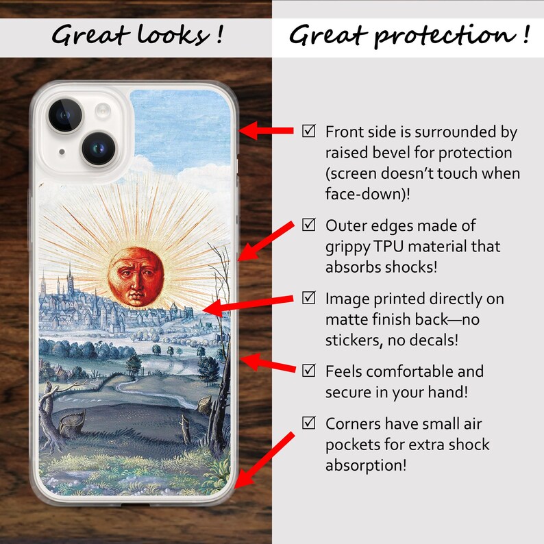 Quirky Medieval Sun iPhone MagSafe Case: Boho Art Design for models 14 - 17 image 3