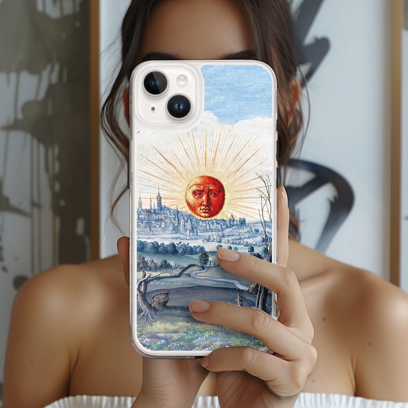 Quirky Medieval Sun iPhone MagSafe Case: Boho Art Design for models 14 - 17 image 10