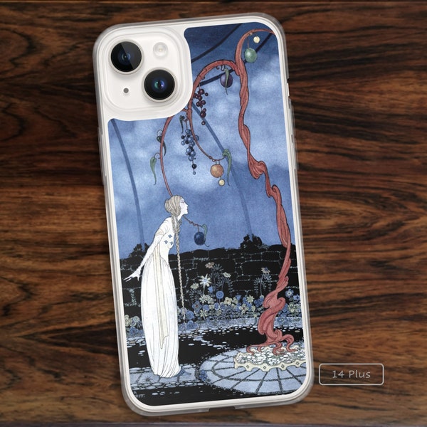 Art Deco fairy tale iPhone case, pretty blue 20s design by Virginia Sterrett