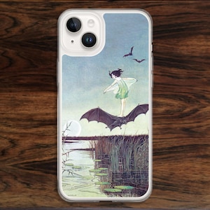 Flying bat fairy iPhone case with fantasy drawing storybook art (17)