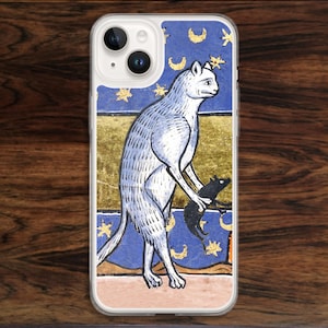 Funny medieval iPhone case with cat and rat from Middle Ages artist