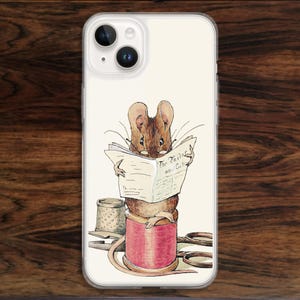 Beatrix Potter iPhone case with story book Tailor Mouse reading newspaper! (17)