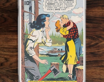 Comic book iPhone case with fun vintage retro backwoods romance love (17)
