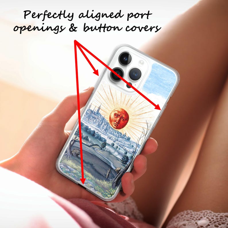 Quirky Medieval Sun iPhone MagSafe Case: Boho Art Design for models 14 - 17 image 6