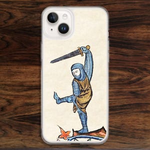 Funny Medieval iPhone case for lovers of Middle Ages chivalry, military history, and swords. Also dancing knights.