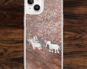 Cave painting iPhone case with ancient prehistoric elephant drawing from 10,000 BCE in India (17)