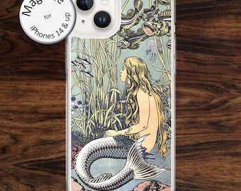 MagSafe: Little Mermaid iPhone case for fairy tale lovers, in fantasy art drawing by Ivan Bilibin for iPhone models 14 - 17