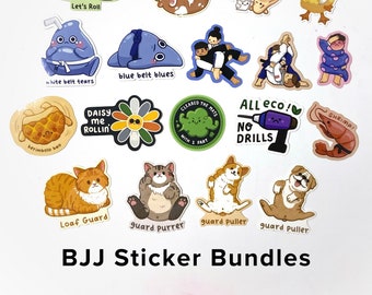 Jiu Jitsu BJJ Sticker Pack |  BJJ Cute Art, MMA, Grappling, Waterproof Weathproof Stickers