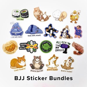 Jiu Jitsu BJJ Sticker Pack |  BJJ Cute Art, MMA, Grappling, Waterproof Weathproof Stickers