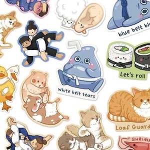 Jiu Jitsu BJJ Sticker Pack |  BJJ Cute Art, MMA, Grappling, Waterproof Weathproof Stickers