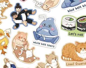 Jiu Jitsu BJJ Sticker Pack |  BJJ Cute Art, MMA, Grappling, Waterproof Weathproof Stickers