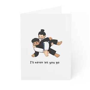 Carte BJJ de ne jamais vous laisser aller | Carte de jiu-jitsu pour la Saint-Valentin
