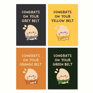 Grijs geeloranje groene riem promotie kinderriem BJJ Card | Gefeliciteerd Jiu jitsu riemkaart