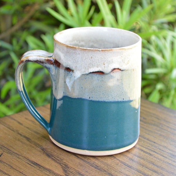 Teal Handmade Classic Pottery Mug, 12oz