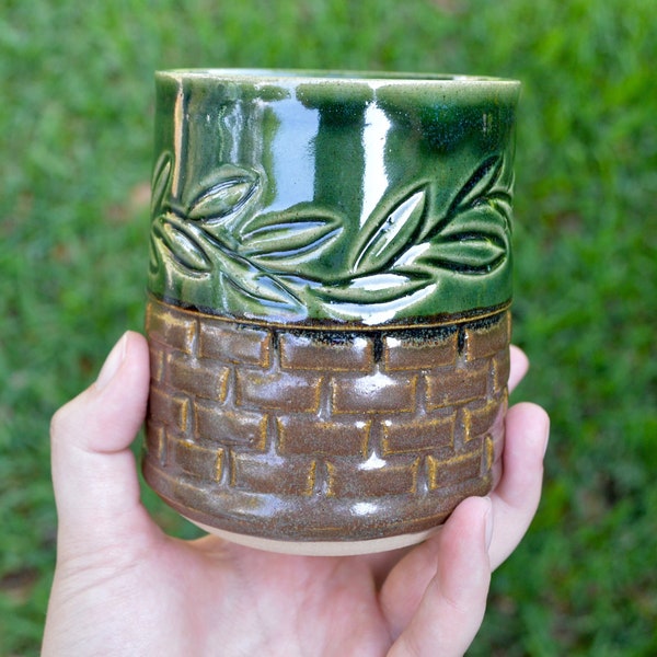 Brick and Vine Handmade Pottery Wine Tumbler, 14oz