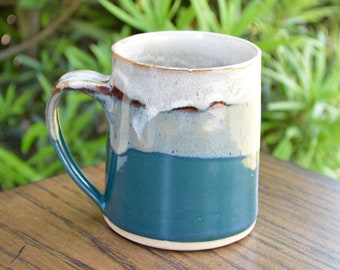 Teal Handmade Classic Pottery Mug, 12oz