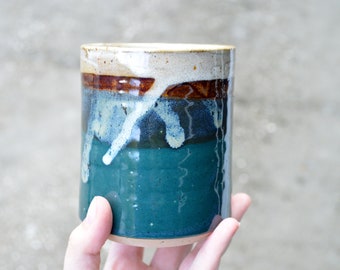 Teal Handmade Pottery Tumbler, 13oz