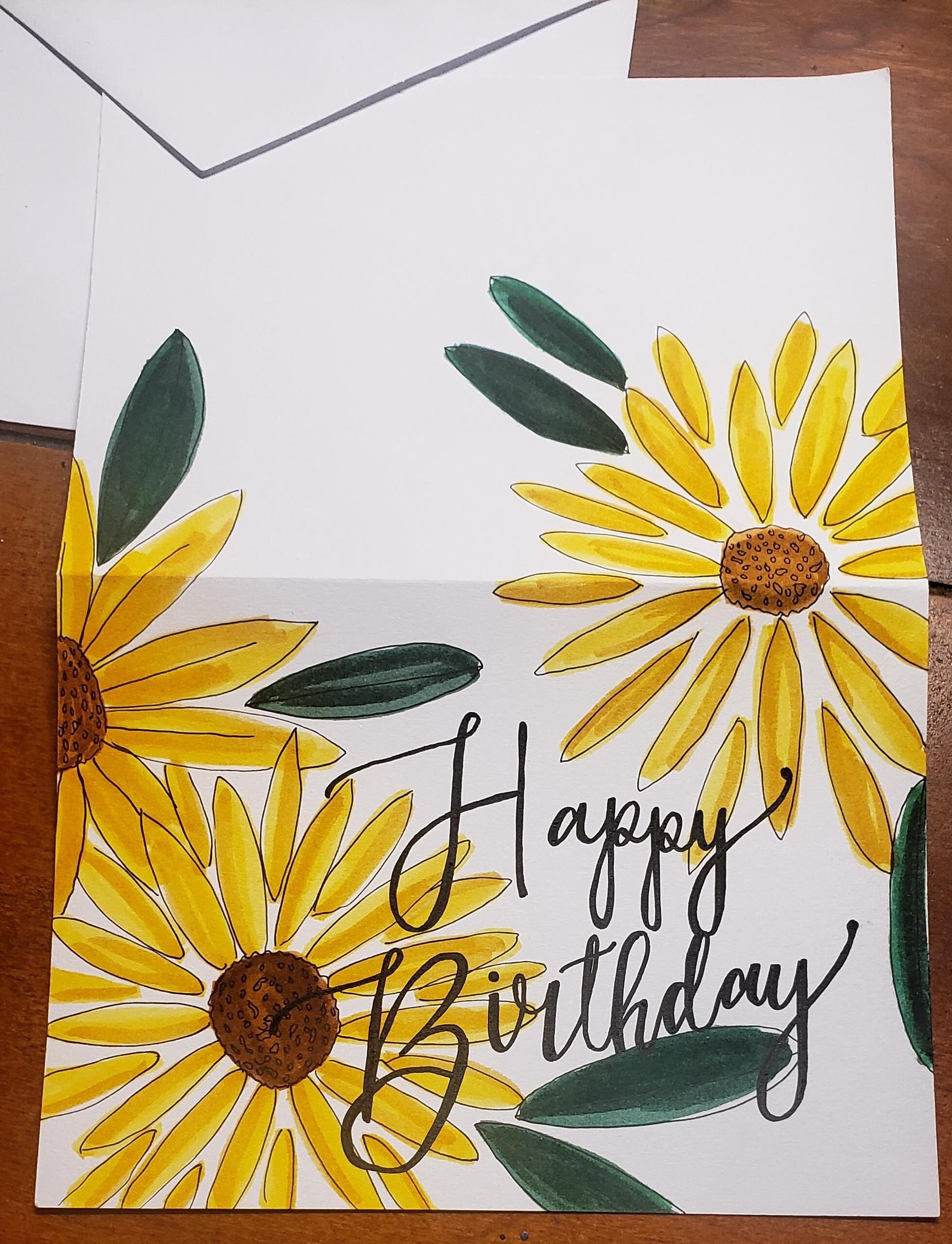 Sunflower Birthday Card Etsy