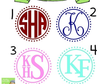 Dot Frame Monogram - Circle Monogram – Vinyl Decal – Monogram with Frame – Polka Dot Monogram – Yeti Decal – Laptop Decal - Preppy Decal