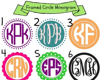 Two-Color Circle Monogram, Circle Monogram, Vinyl Monogram, Sticker Monogram, Monogram, Vinyl Decal, Yeti Decal, Laptop Decal, Car Decal