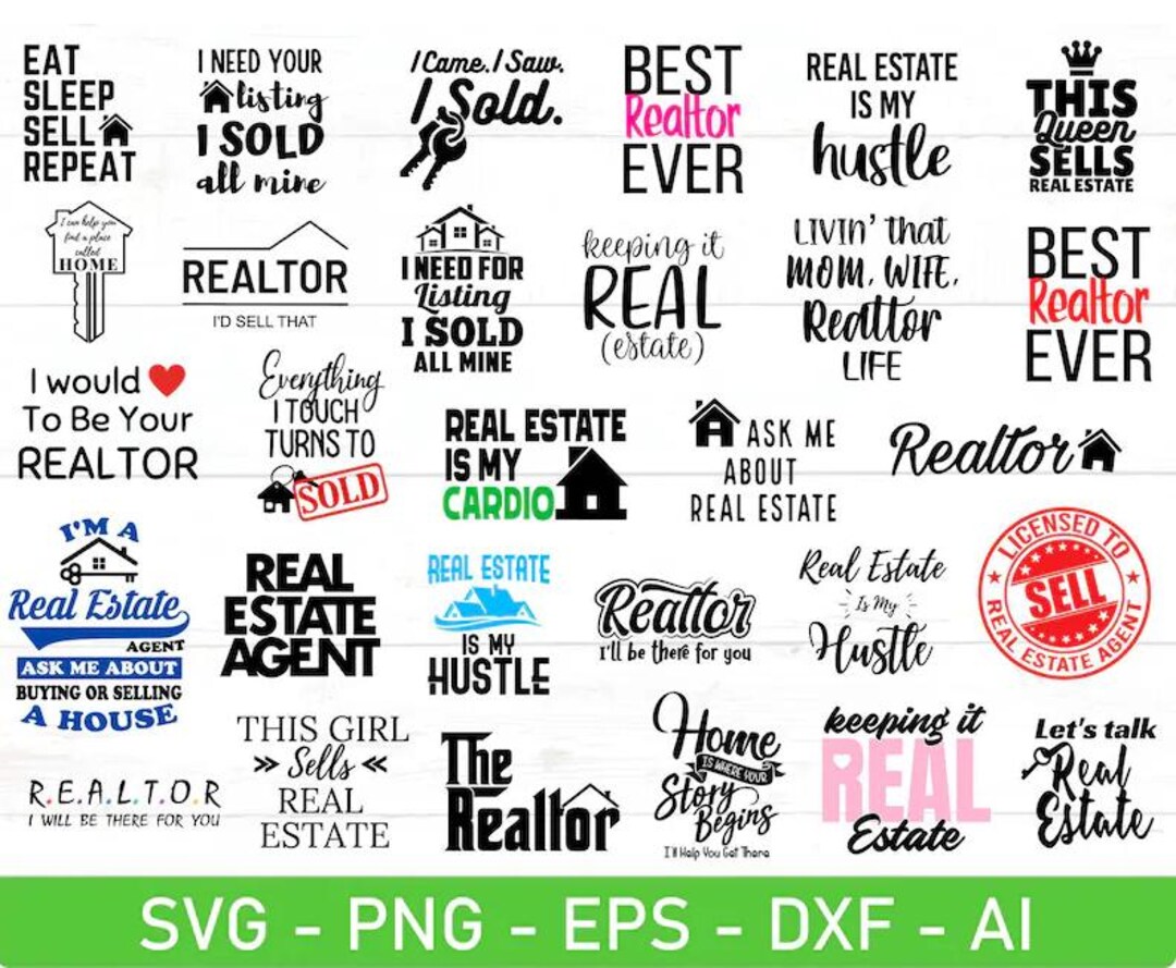 Realtor SVG Bundle, Real Estate Agent Svg Bundle, Eps, Dxf, Ai, Png ...