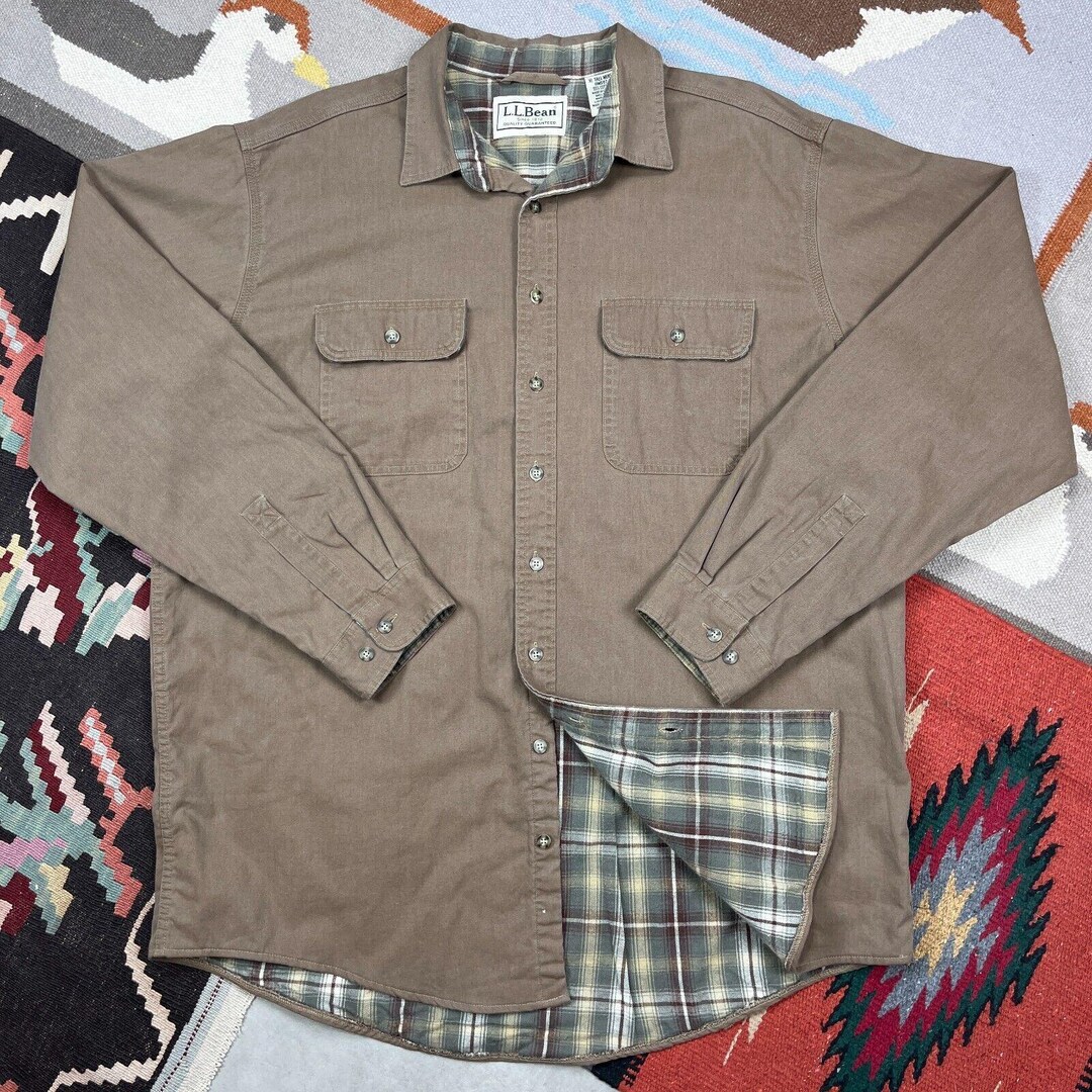 90'S LLBean Long Sleeve Light Nell Check Shirt Made in USA Men's L Size Vintage /eaa522066