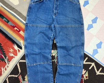 Vintage 90s 1990s Dickies Double Knee Carpenter Denim Jeans Grunge Skater Loose Blue Wash Size 38x30