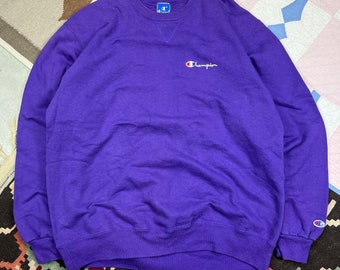 Vintage 90s 1990s Champion Embroidered Crewneck Sweatshirt Purple 2Xl Made in USA