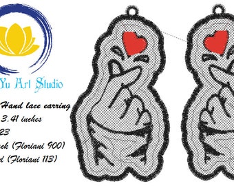 FSL Give heart hand Lace, Machine Embroidery Design, Free Standing Lace FSL, Digital Download