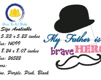 Hero Father, Machine Embroidery Design, Free Standing Lace FSL, Digital Download