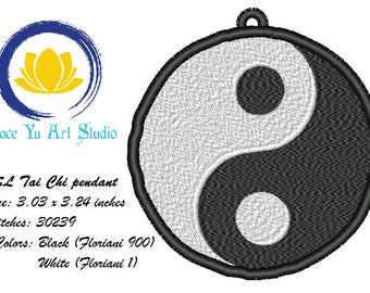 FSL Tai Chi pendant, Machine Embroidery Design, Free Standing Lace FSL, Digital Download