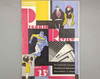 Pigskin Review, Stanford Versus University of Southern California, Rare Vintage Art Deco Football Program (1928)