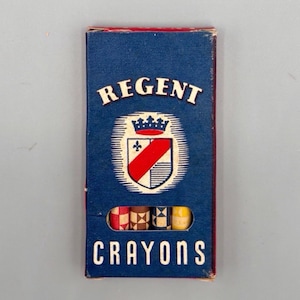 United Crayon Co., Regent Crayons, Vintage Volle & Unbenutzte Box mit Farbstiften (1950er Jahre)
