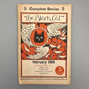 The Black Cat: Monthly Magazine of Original Short Stories, February Issue, Rare Vintage Art Nouveau Literary Magazine (1900)