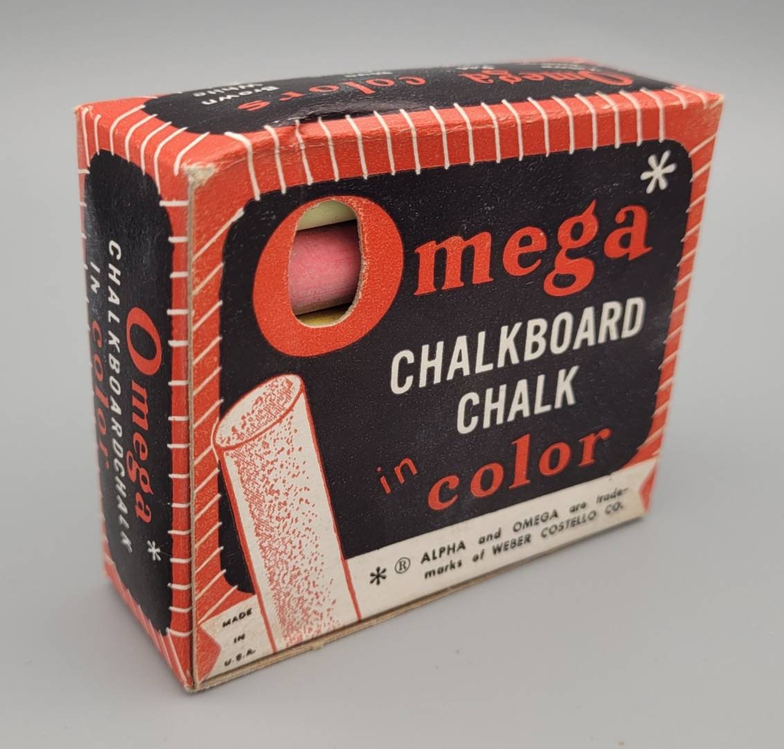 Omega Chalkboard Chalk in Color, Vintage Box of Chalk Mint & Unopened  1960's 