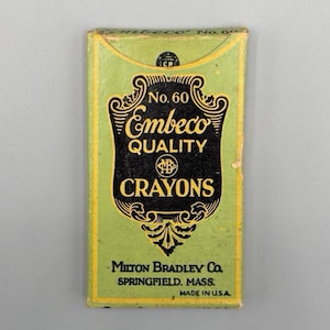 Milton Bradley Co., Embeco Crayons, Nr. 60, seltene Vintage Full Box mit Farbstiften (1930er Jahre)