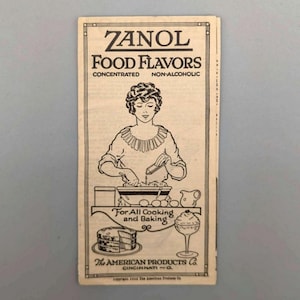 The American Products Co., Zanol Food Flavors for All Cooking & Baking, Vintage Advertising and Recipe Pamphlet (1922)