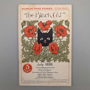 The Black Cat: Monthly Magazine of Original Short Stories, July Issue, Rare Vintage Art Nouveau Literary Magazine (1898)