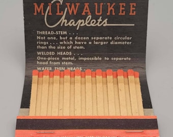 Vintage Full & Unstruck Front Strike Matchbook - Milwaukee Chaplets, Wisconsin (1960's)