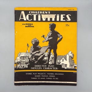 Children&#39;s Activities for Home & School, March Issue, Vintage Unused Education/Activity Magazine (1936)