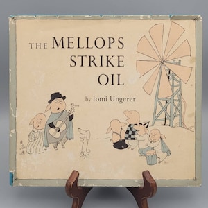 Tomi Ungerer, The Mellops Strike Oil, Vintage Book Club Edition Kinderbuch mit Staubjacke (1958)