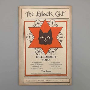 The Black Cat: Monthly Magazine of Original Short Stories, December Issue, Rare Vintage Art Nouveau Literary Magazine (1910)