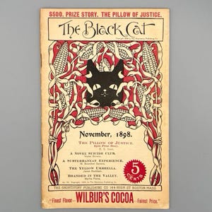 The Black Cat: Monthly Magazine of Original Short Stories, November Issue, Rare Vintage Art Nouveau Literary Magazine (1898)