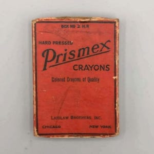 Laidlaw Brothers, Hard Pressed Prismex Buntstifte, Nr. 2 H.P., seltene Vintage Full Box mit Farbstiften (1920er Jahre)