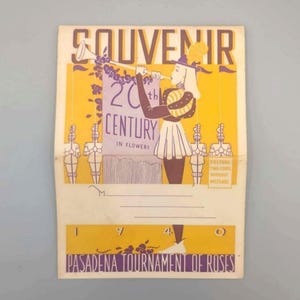 Le Tournoi des roses de Pasedena, enveloppe postale souvenir vintage avec 16 cartes postales (1940)