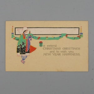 Vintage não utilizado P.F. Cartão postal de Natal Volland - Felicidade de Natal e Ano Novo, nº 822 (1915)