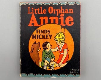 Harold Gray, La piccola orfana Annie trova Topolino, libro illustrato d'epoca di Whitman Wee Little Book (1934)