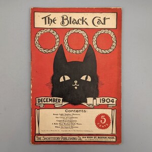 The Black Cat: Monthly Magazine of Original Short Stories, December Issue, Rare Vintage Art Nouveau Literary Magazine (1904)