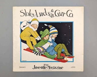 Sibley, Lindsay & Curr Company, The Juvenile Magazine, numéro de janvier, périodique de fiction et d'artisanat vintage pour enfants (1931)